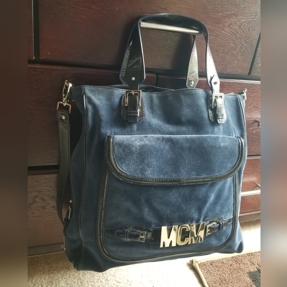 Rare MCM super blue suede 2 way bag - Picture 5 of 16